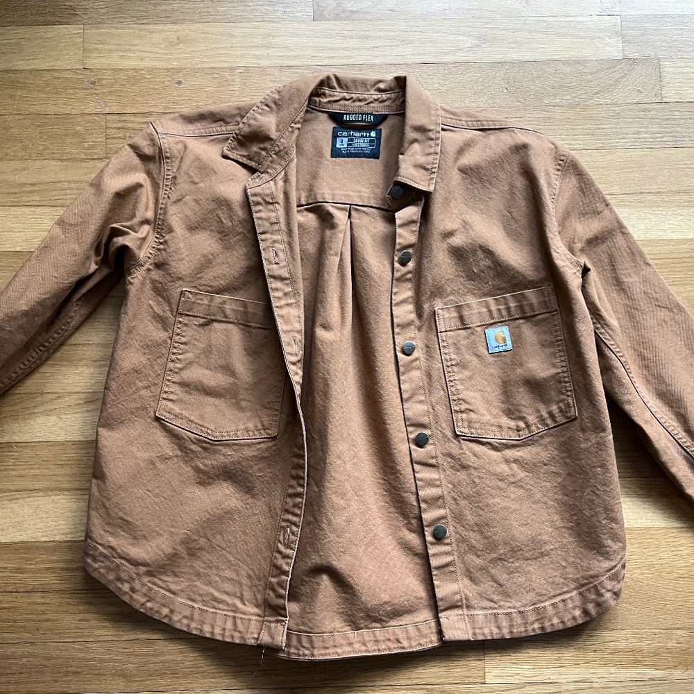 Carhartt Rugged Flex Shirt Jacket Brown Canvas Loose Fit Women’s Small